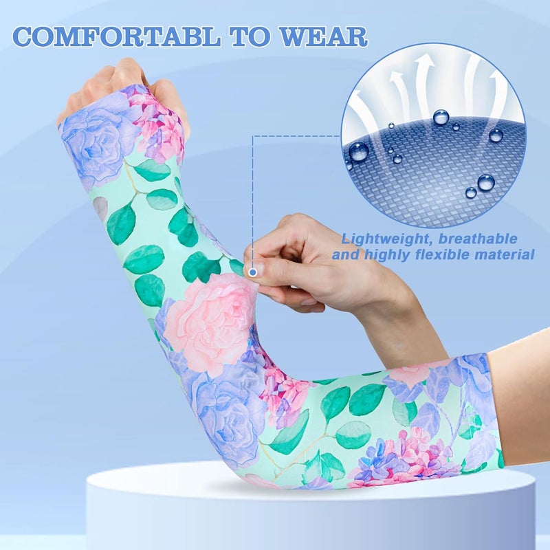 Mukum 4 Pairs Gardening Sleeves Anti-Slip Arm Protection with Thumb Hole Sun Sleeve Cooling Arm Sleeves for Women Men Outdoor - Image 3